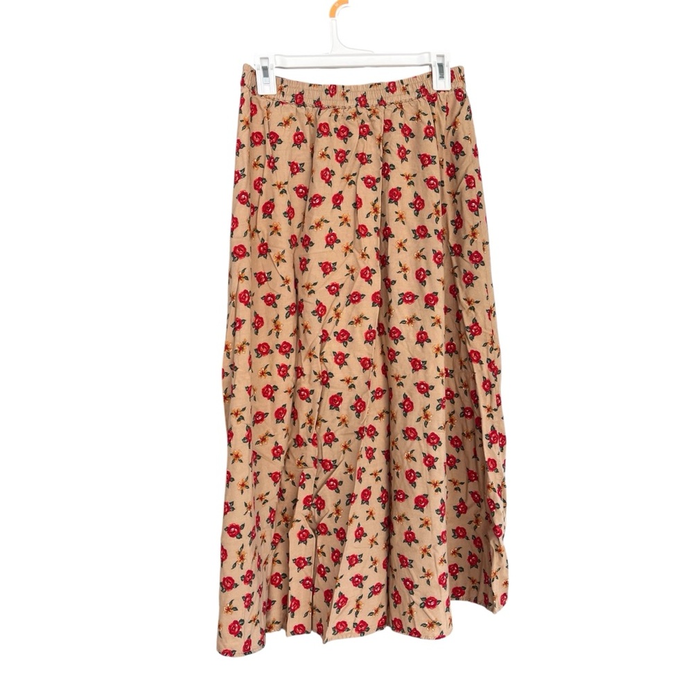 Vintage Floral Print Maxi Skirt